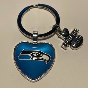 SEATTLE SEAHAWKS NFL I Love Football Heart Key Ring !!!NEW!!!
